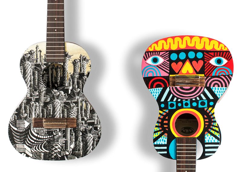 Art on Famed paint ukuleles to raise money for a charity