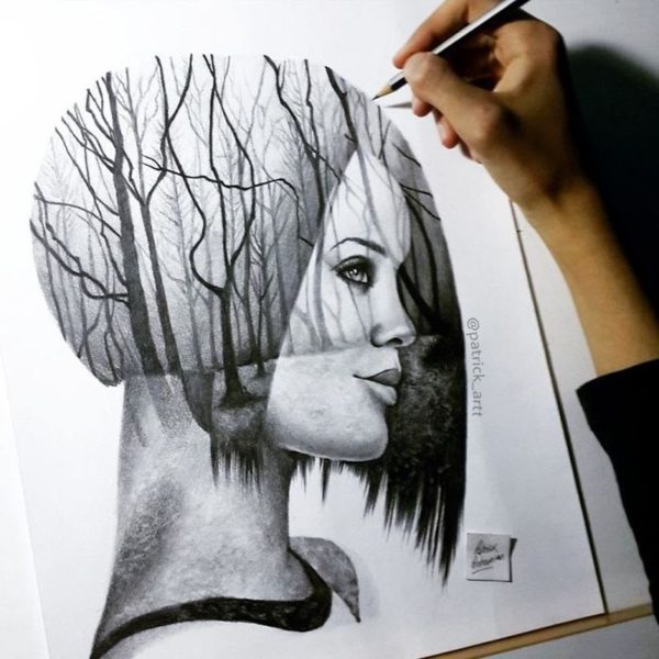 Self-taught artist merges human faces with architectural designs